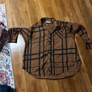 Brown & Black. Plaid 2XL Button Down Shirt